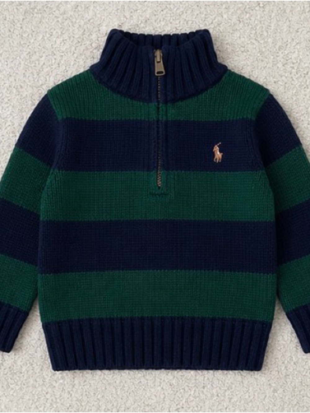 Ralph Lauren Price is negotiable Baby Boy Half-Zip Sweater – Green & Navy, 9M